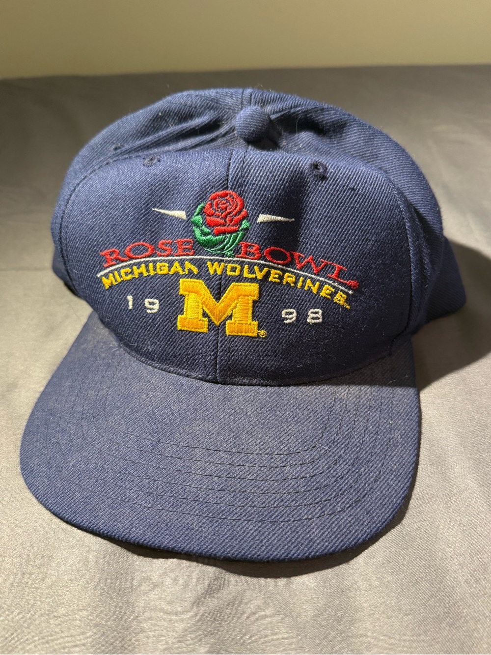 Vintage Michigan Wolverines Hat Cap Snap Back Blue 1998 Rose Bowl NCAA Football